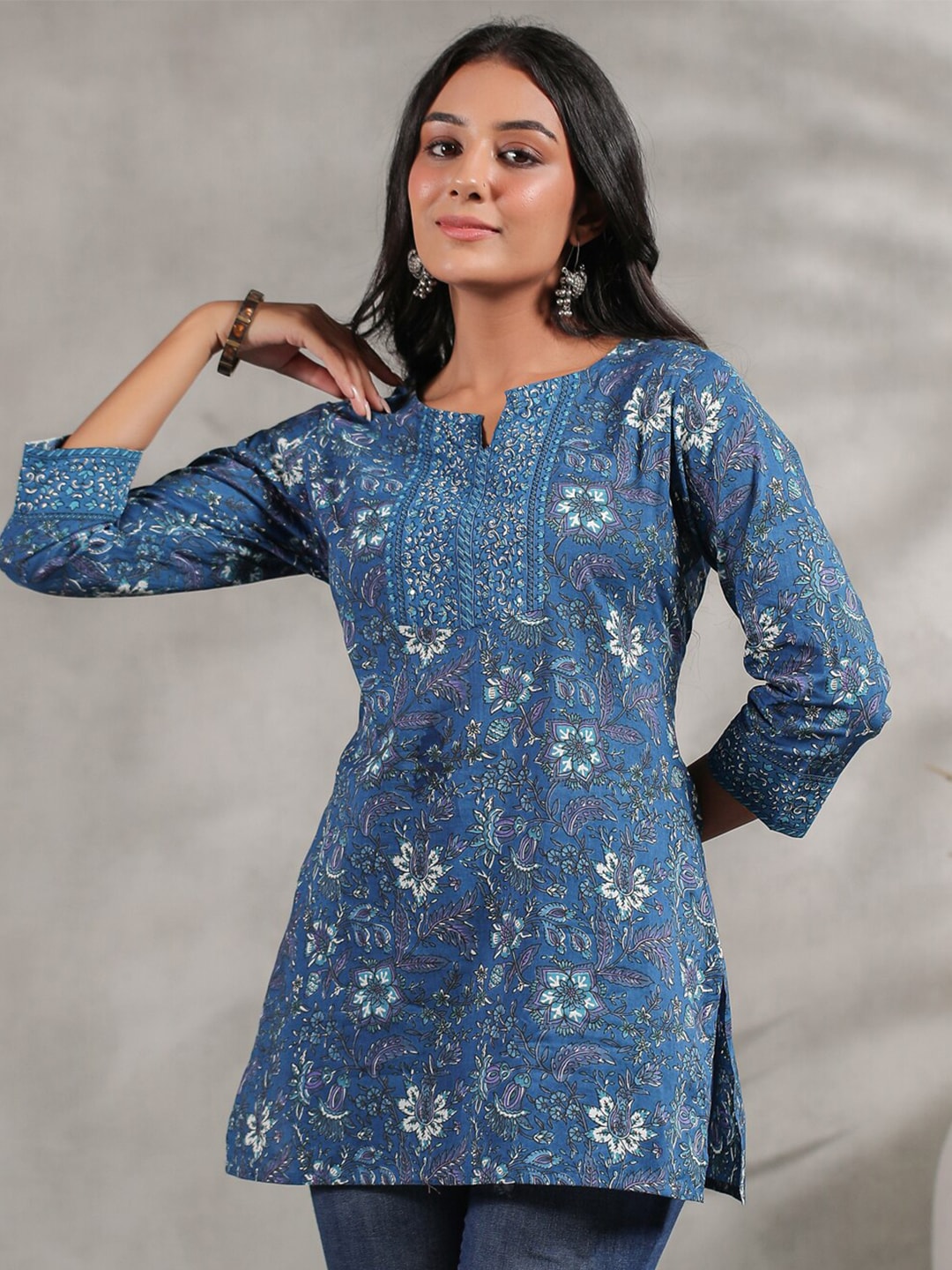 Buy Denim Blue Cotton Short Kurti After Six Wear Online at Best Price |  Cbazaar